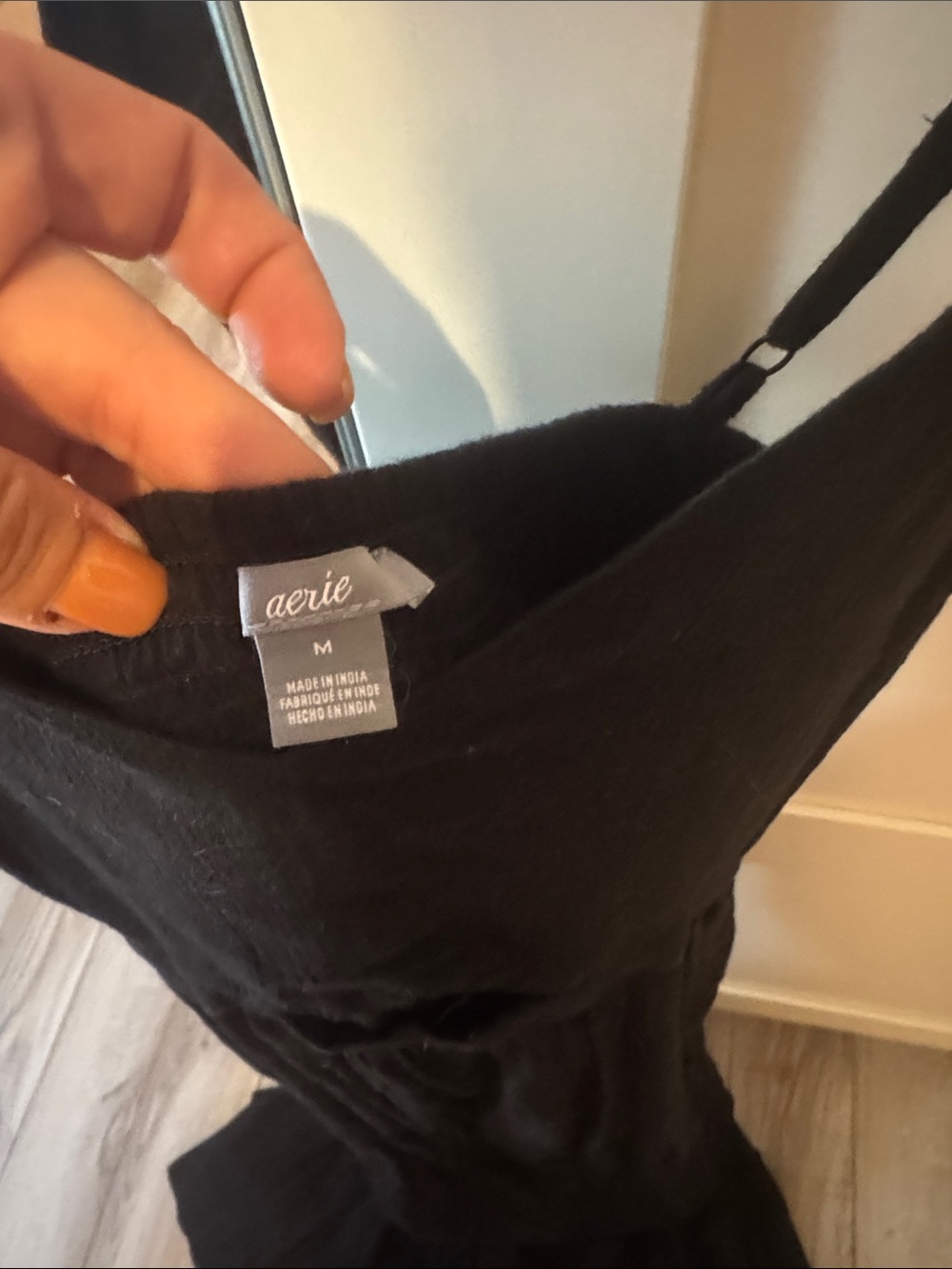 aerie Black Spaghetti-Strap Maxi Dress with Front Cutout - Picture 2 of 5